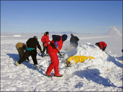 Building a snow shelter