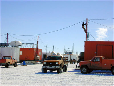 Climbing poles at the Ice Runway