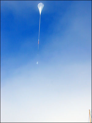 Balloon and payload (too small to see) after launch