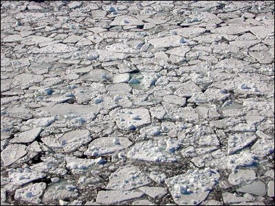 Channel cut through the ice by the icebreaker