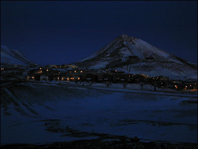 Observation Hill & McMurdo Station at night