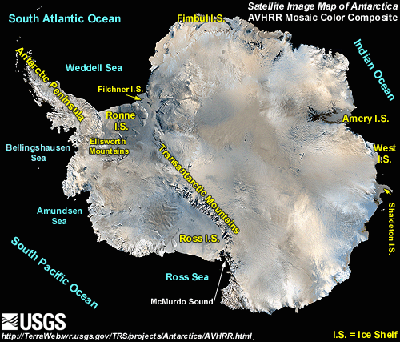 Satellite composite image of Antarctica