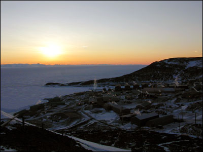 Sunset over McMurdo Station & McMurdo Sound
