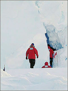 Entering the ice caves
