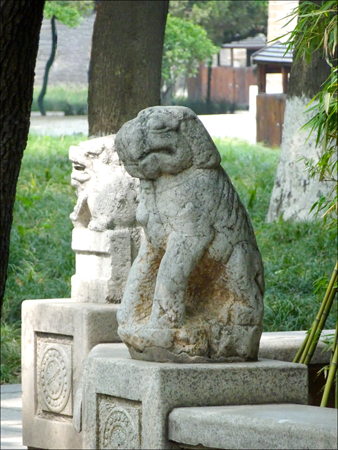 Sculptures at Small Wild Goose Pagoda Garden