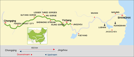 Map of our Yangtze River Cruise