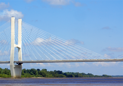Greenville Bridge crossing the Mississippi River at Greenville, Mississippi