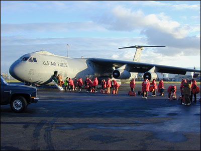 Boarding C-141 in Christchurch, New Zealand