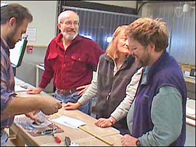 Scientists examining core