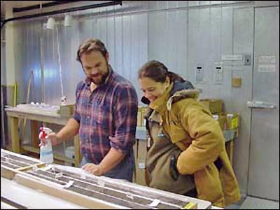 Matt & Irma examining core