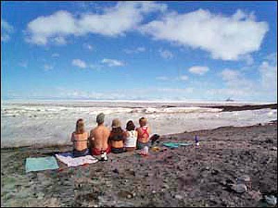 Enjoying the beach weather on the Ice