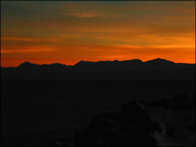 Sunset behind the Royal Society Mountains