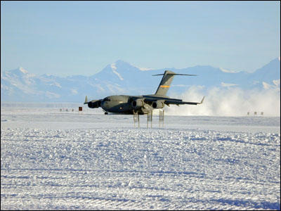 C-17 landing on the Ice Runway