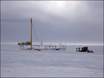 Telemetry building being dug out of the snow