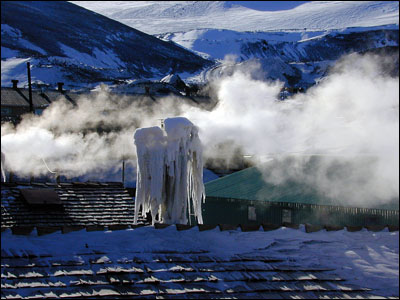 Icicles on the steampipe