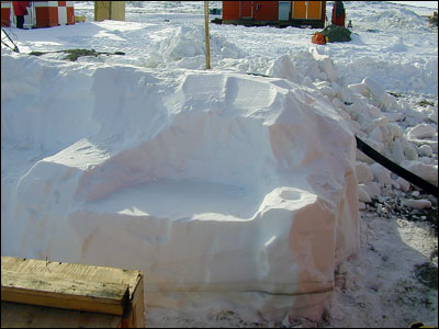 Chair cut from the snow