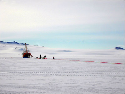 The payload at the far end of the stretched-out balloon