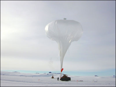 The balloon being released